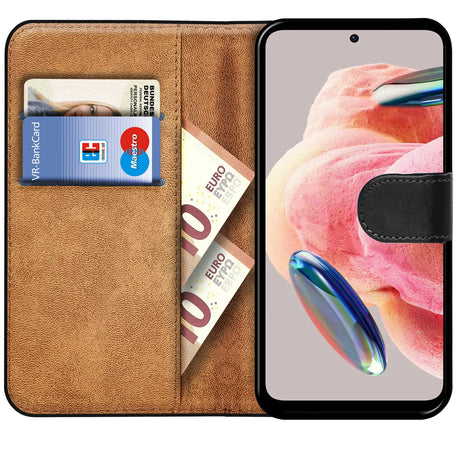 Xiaomi Redmi Note 12 4G Klapphülle in Schwarz mit Kartenfächern und Schutz