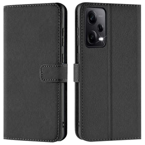 Xiaomi Redmi Note 12 5G Klapphülle in Schwarz mit Kartenfächern und Schutz
