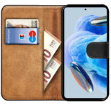 Xiaomi Redmi Note 12 Pro 5G Klapphülle in Schwarz mit Kartenfächern und Schutz