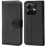 Xiaomi Redmi Note 14 5G Klapphülle in Schwarz mit Kartenfächern und Schutz