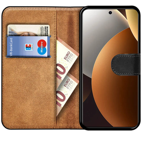 Xiaomi Redmi Note 15 Pro 4G Klapphülle in Schwarz mit Kartenfächern und Schutz