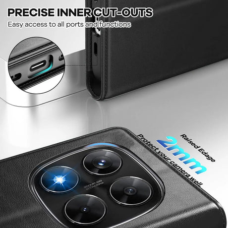 Xiaomi Redmi Note 15 Pro 4G Klapphülle in Schwarz mit Kartenfächern und Schutz