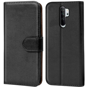 Xiaomi Redmi Note 8 Pro Klapphülle in Schwarz mit Kartenfächern und Schutz