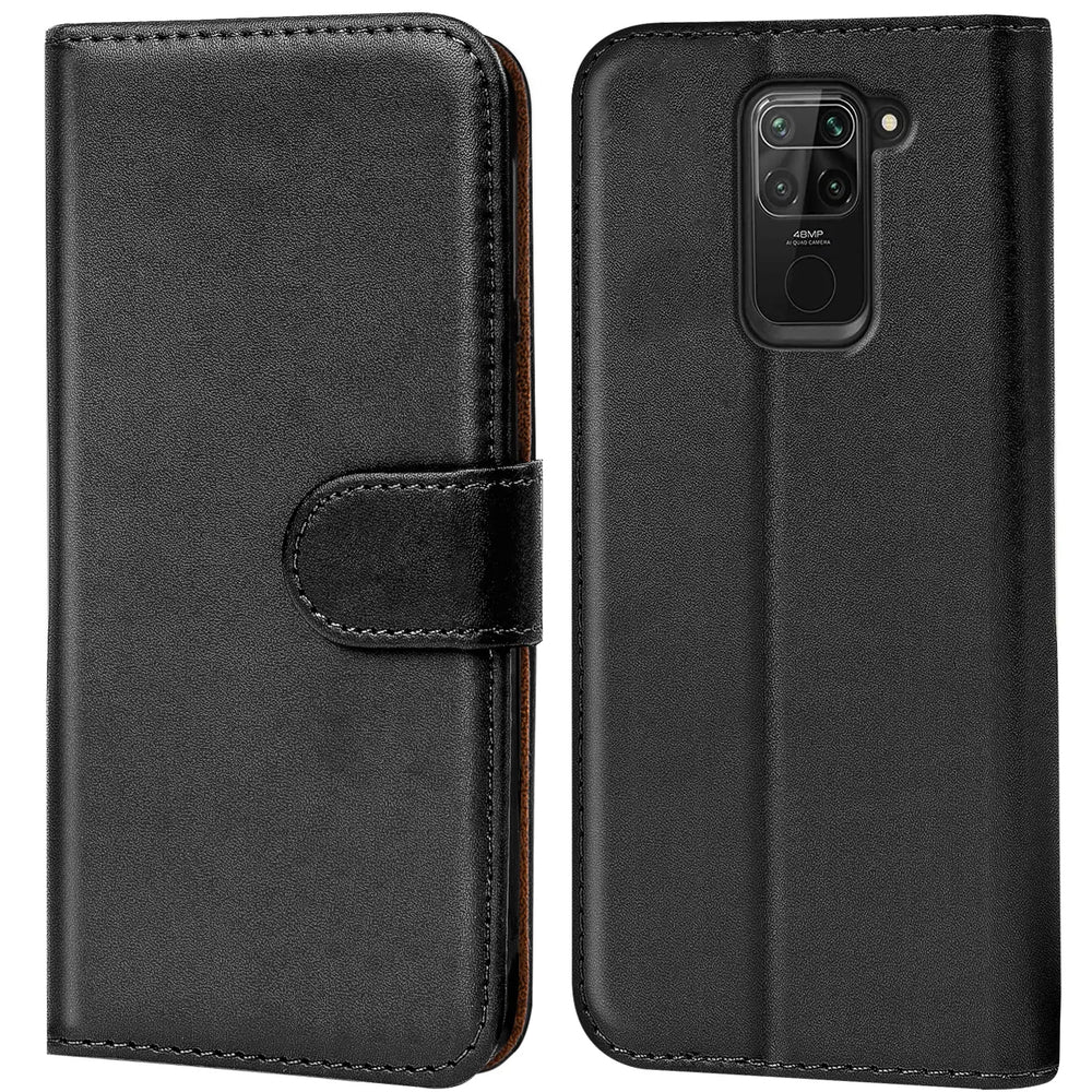 Xiaomi Redmi Note 9 Klapphülle in Schwarz mit Kartenfächern und Schutz