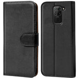 Xiaomi Redmi Note 9 Klapphülle in Schwarz mit Kartenfächern und Schutz