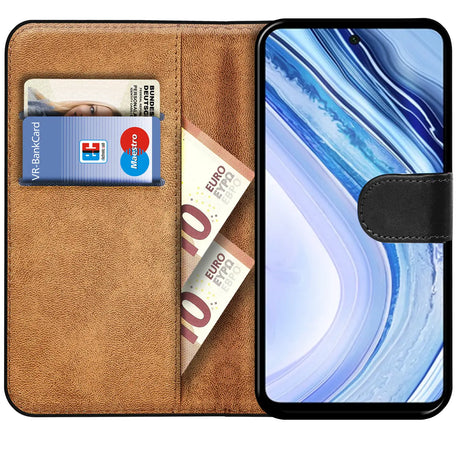 Xiaomi Redmi Note 9 Pro / 9S Klapphülle in Schwarz mit Kartenfächern und Schutz