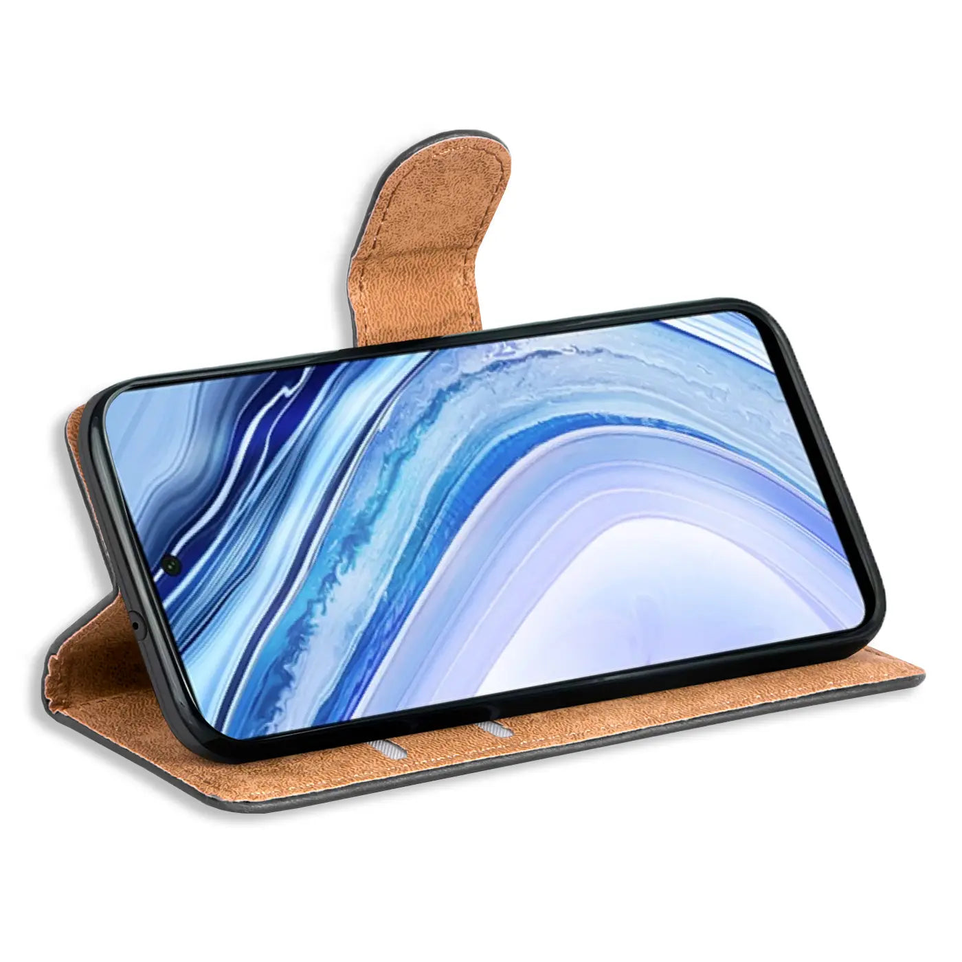 Braun Kunstleder Klapphülle mit Kartenfächern, Xiaomi Redmi Note 9 Pro/9S.