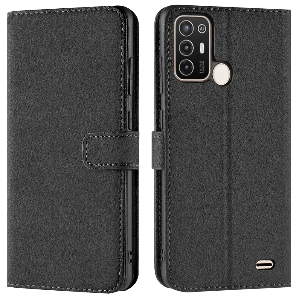 ZTE Blade A52 Klapphülle in Schwarz mit Kartenfächern und Schutz