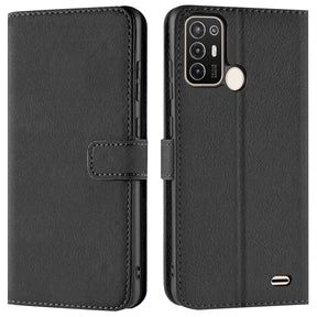 ZTE Blade A52 Klapphülle in Schwarz mit Kartenfächern und Schutz