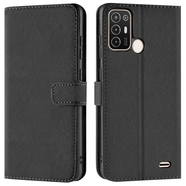 ZTE Blade A52 Klapphülle in Schwarz mit Kartenfächern und Schutz