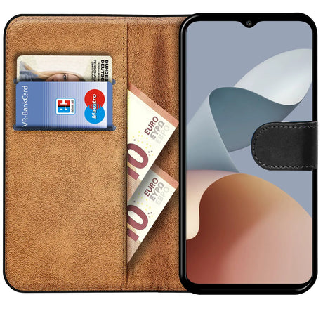 ZTE Blade A54 Klapphülle in Schwarz mit Kartenfächern und Schutz