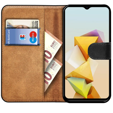 ZTE Blade A73 5G Klapphülle in Schwarz mit Kartenfächern und Schutz