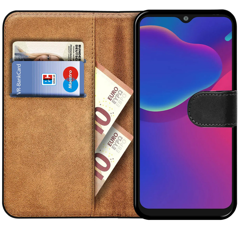 ZTE Blade V2020 Smart Klapphülle in Schwarz mit Kartenfächern und Schutz