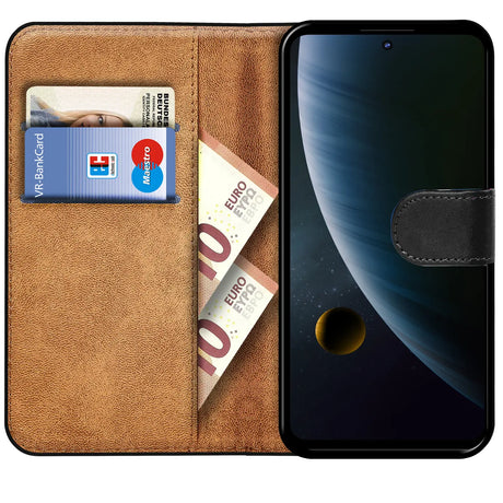 ZTE Blade V30 Klapphülle in Schwarz mit Kartenfächern und Schutz