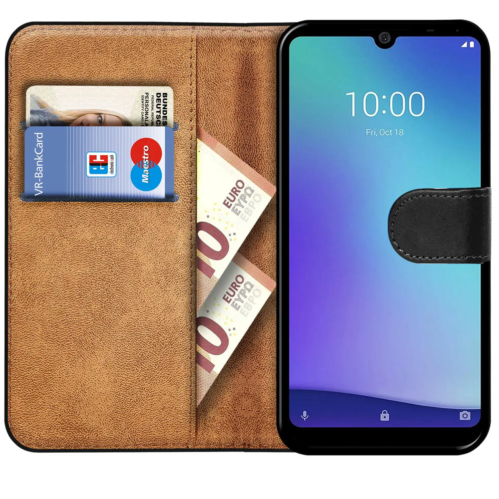 Braun Leder Klapphülle mit Kartenfächern, Vorderansicht, ZTE Blade V30 Vita.