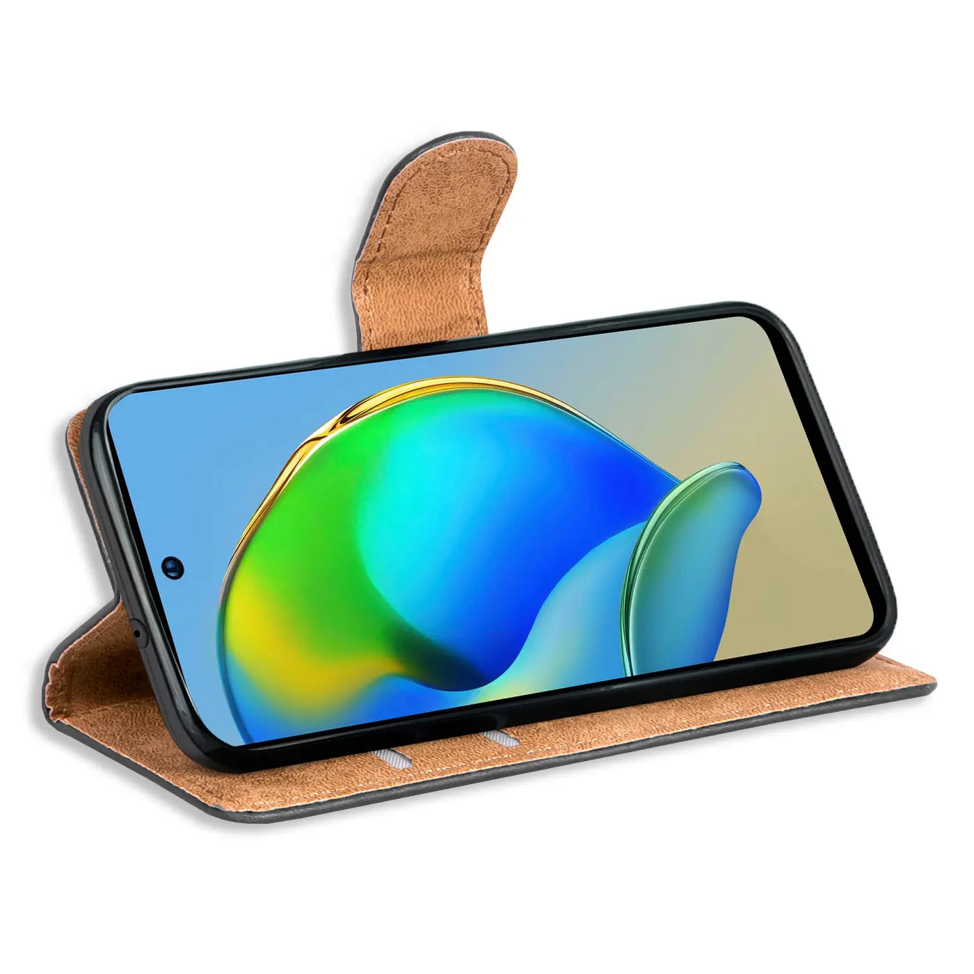 Braun Kunstleder Klapphülle mit Kartenfächern, ZTE Blade V40s, von vorne