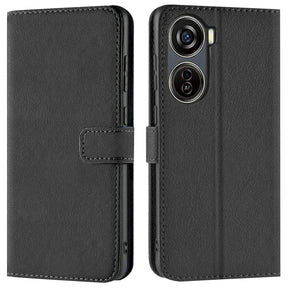 ZTE Blade V50 Design 5G Klapphülle in Schwarz mit Kartenfächern und Schutz