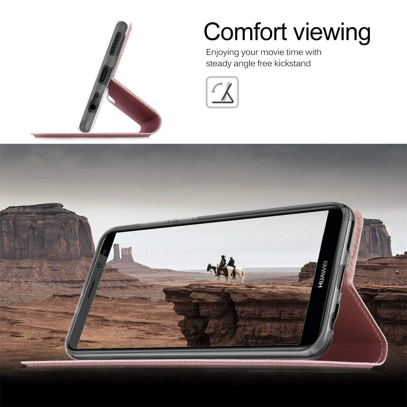 Rote Metallic-Flip-Hülle mit Ständer für Huawei Mate 10 Lite, Seitenansicht