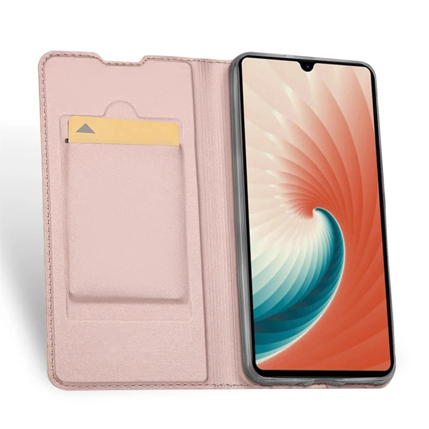 Rosa Kunstleder-Flip-Hülle mit Kartenfach, Huawei Mate 20, von vorne