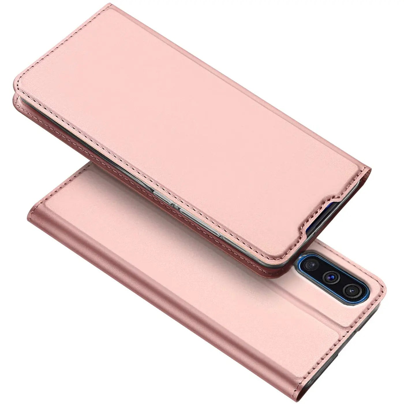 Metallic rosegoldene Klapphülle aus Kunstleder, mit Huawei P Smart Pro / Honor 9X Pro.