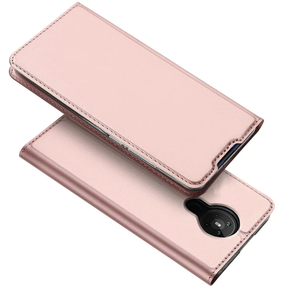 Roséfarbene Metallic-Flip-Hülle für Nokia 3.4, von oben schräg fotografiert.