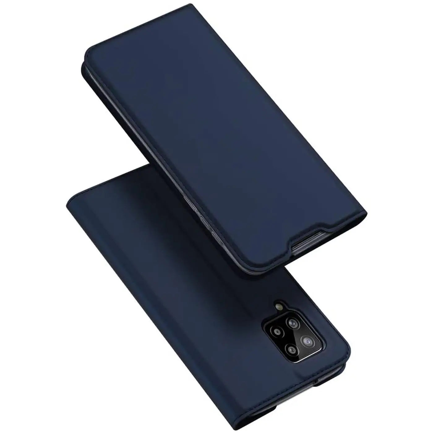 Dunkelblaue Leder-Flip-Hülle für Samsung A22 4G/M32/M22, Rückansicht