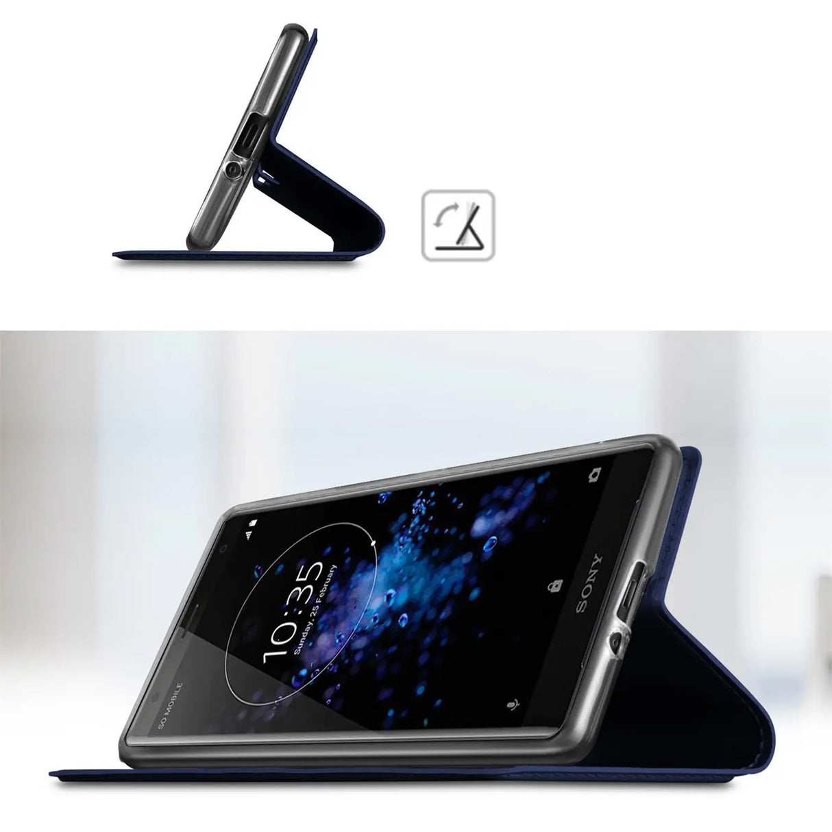 Magnetische Klapphülle für Sony Xperia XZ2 Compact, schneller Zugriff