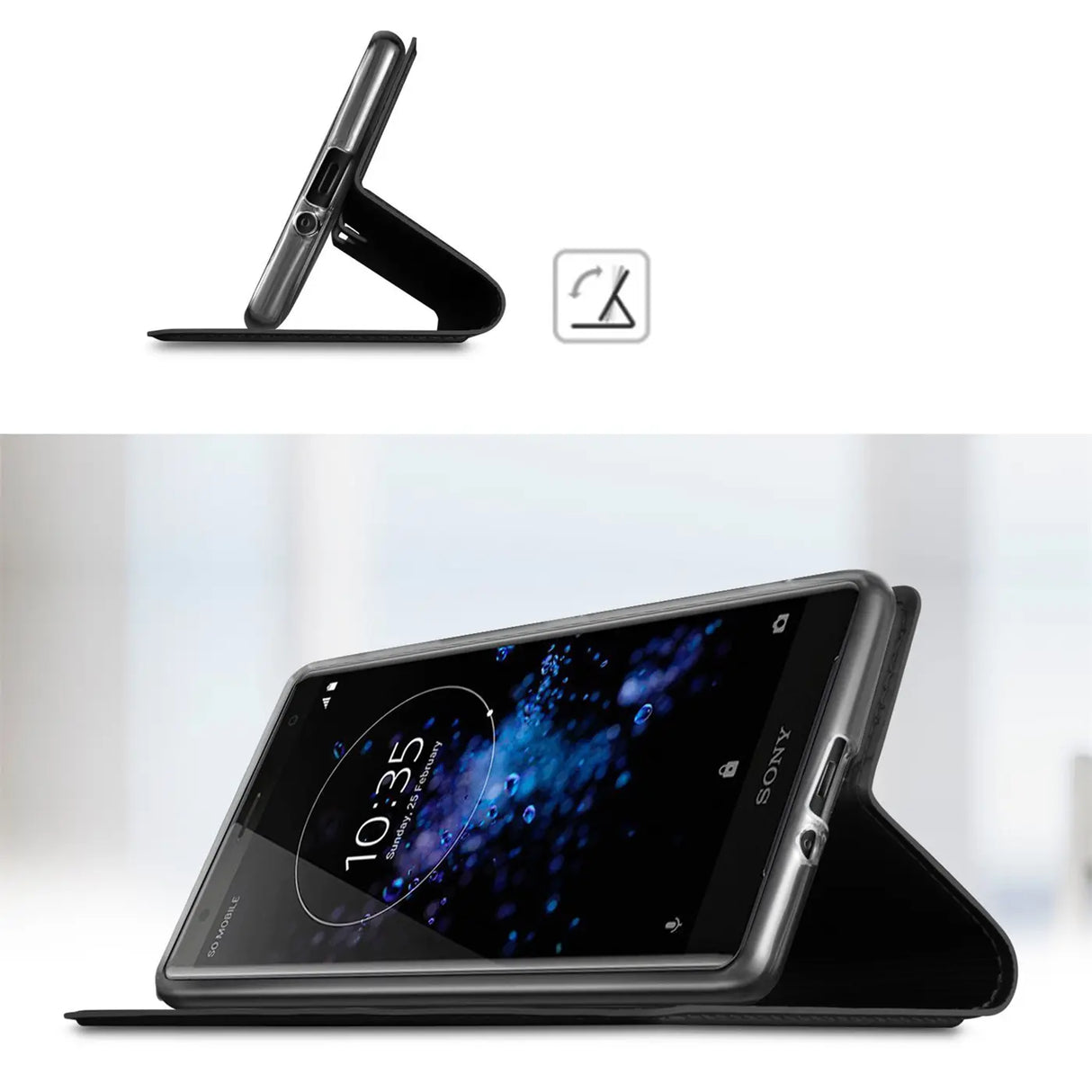 Magnetische Klapphülle für Sony Xperia XZ2 Compact, schneller Zugriff