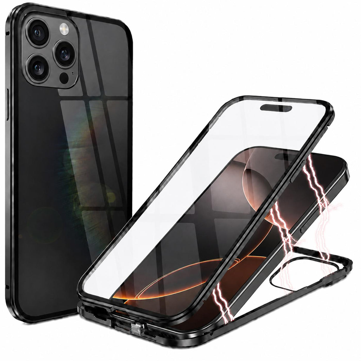 iPhone 16 Pro - 360° Magnet Hülle mit Glas