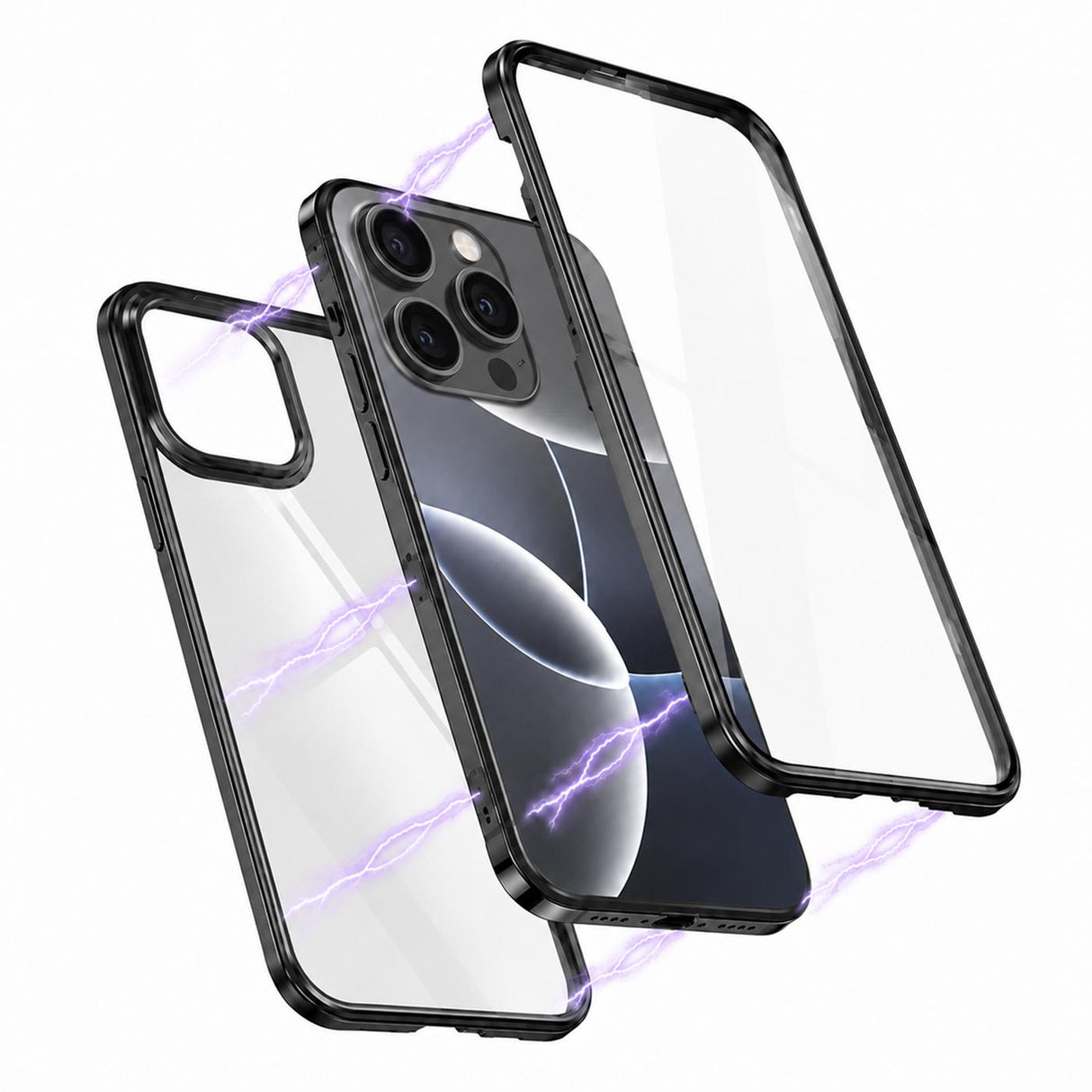 iPhone 16 Pro - 360° Magnet Hülle mit Glas