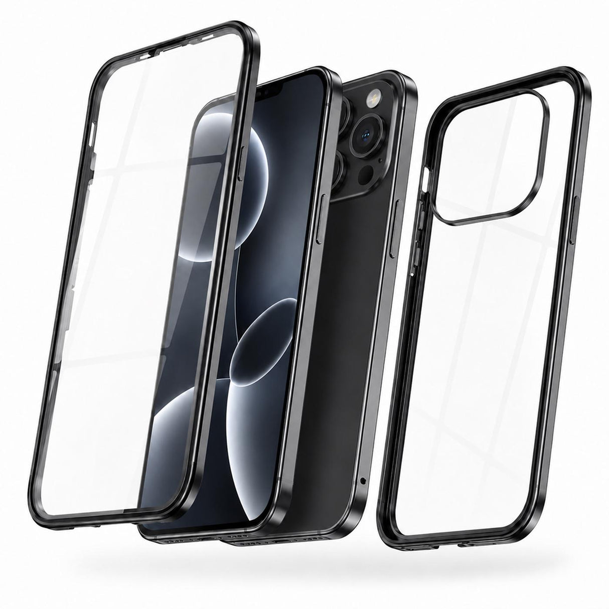 iPhone 16 Pro - 360° Magnet Hülle mit Glas