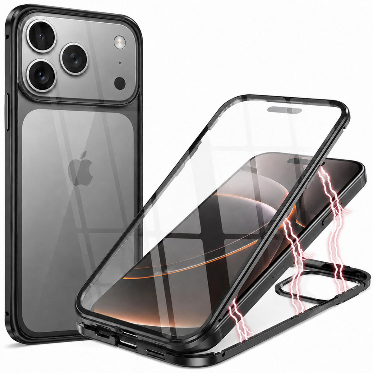 iPhone 18 Pro - 360° Magnet Hülle mit Glas