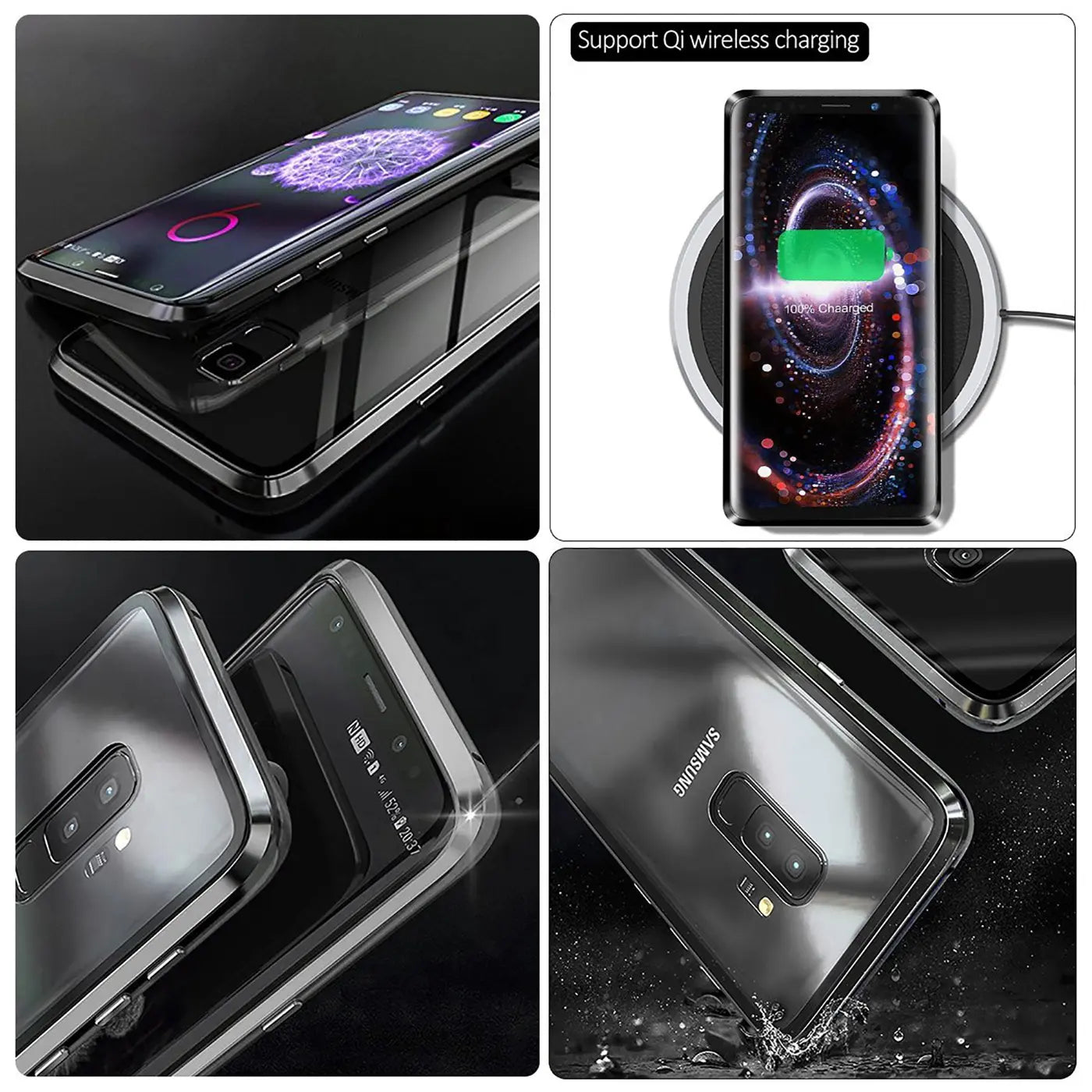 Samsung Galaxy M11 Hülle, transparent, Metallrahmen, verschiedene Ansichten