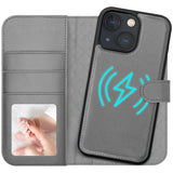 Magnetische 2-in-1 Klapphülle für iPhone 13 in Grau mit herausnehmbarer Hülle und Kartenfächern