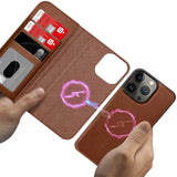 Magnetische 2-in-1 Klapphülle für iPhone 13 Pro in Braun mit herausnehmbarer Hülle und Kartenfächern