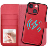 Magnetische 2-in-1 Klapphülle für iPhone 13 in Rot mit herausnehmbarer Hülle und Kartenfächern
