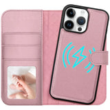 Magnetische 2-in-1 Klapphülle für iPhone 14 Pro Max in Rosegold mit herausnehmbarer Hülle und Kartenfächern