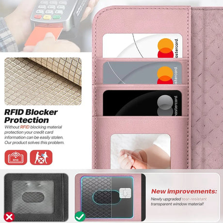 Magnetische 2-in-1 Klapphülle für iPhone 14 Pro in Rosegold mit herausnehmbarer Hülle und Kartenfächern