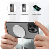 Magnetische 2-in-1 Klapphülle für iPhone 15 Pro in Grau mit herausnehmbarer Hülle und Kartenfächern