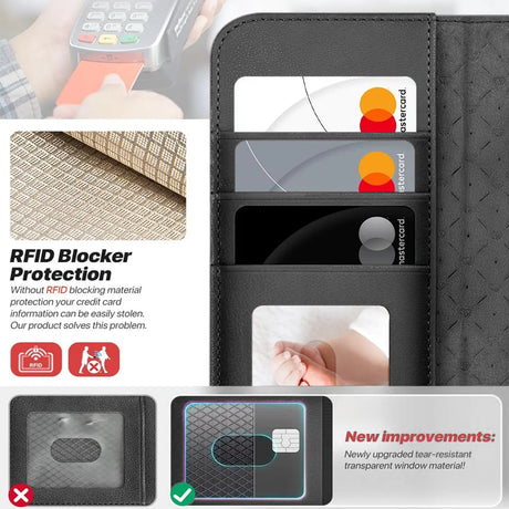 Magnetische 2-in-1 Klapphülle für iPhone 15 Pro in Schwarz mit herausnehmbarer Hülle und Kartenfächern