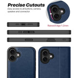 Magnetische 2-in-1 Klapphülle für iPhone 16e in Blau mit herausnehmbarer Hülle und Kartenfächern