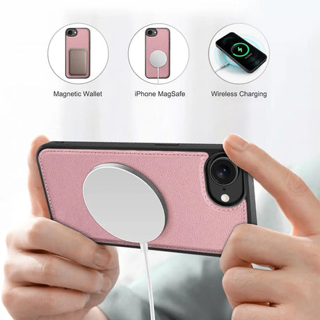 Magnetische 2-in-1 Klapphülle für iPhone 16e in Rosegold mit herausnehmbarer Hülle und Kartenfächern