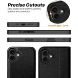 Magnetische 2-in-1 Klapphülle für iPhone 16e in Schwarz mit herausnehmbarer Hülle und Kartenfächern