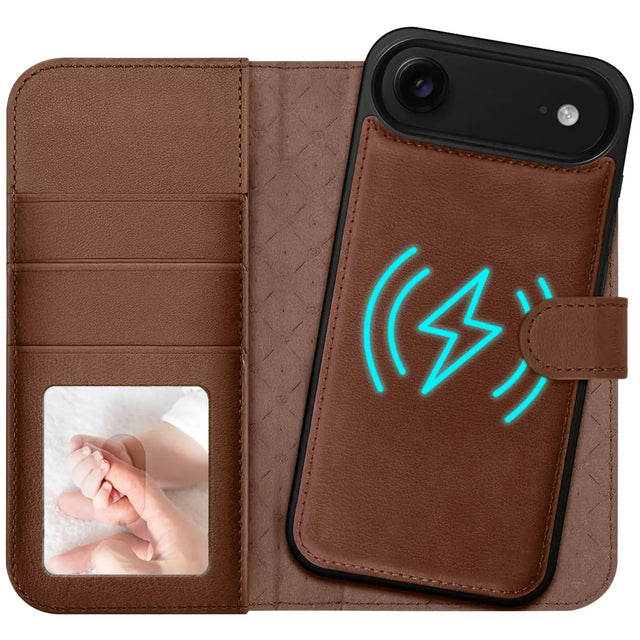 Magnetische 2-in-1 Klapphülle für iPhone 17 Air in Braun mit herausnehmbarer Hülle und Kartenfächern