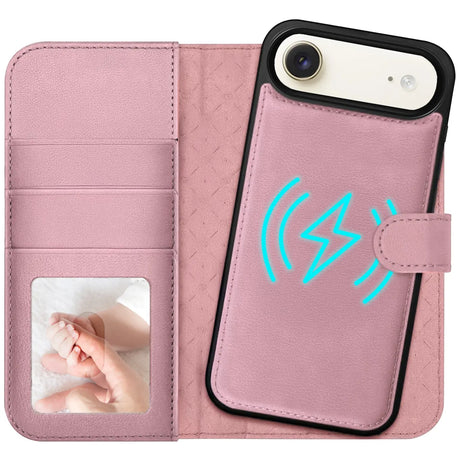 Magnetische 2-in-1 Klapphülle für iPhone 17 Air in Rosegold mit herausnehmbarer Hülle und Kartenfächern