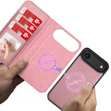 Magnetische 2-in-1 Klapphülle für iPhone 17 Air in Rosegold mit herausnehmbarer Hülle und Kartenfächern