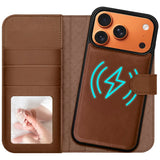 Magnetische 2-in-1 Klapphülle für iPhone 17 Pro in Braun mit herausnehmbarer Hülle und Kartenfächern