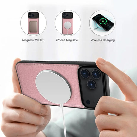 Magnetische 2-in-1 Klapphülle für iPhone 17 Pro Max in Rosegold mit herausnehmbarer Hülle und Kartenfächern