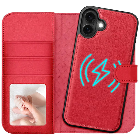 Magnetische 2-in-1 Klapphülle für iPhone 17 in Rot mit herausnehmbarer Hülle und Kartenfächern