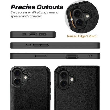 Magnetische 2-in-1 Klapphülle für iPhone 17 in Schwarz mit herausnehmbarer Hülle und Kartenfächern